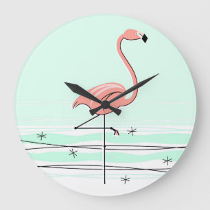 Flamingo Aqua clock round