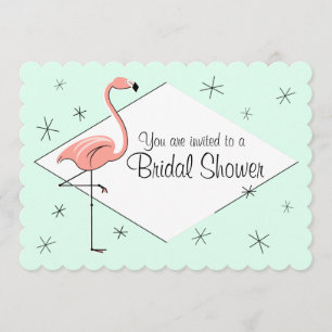 Flamingo Aqua Diamond Bridal Shower bracket Invitation