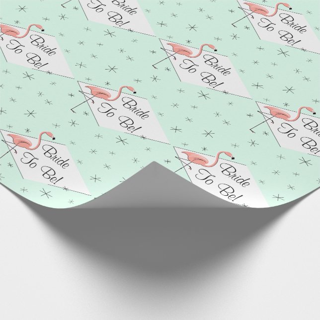Flamingo Aqua diamond Bride to Be! wrapping paper (Corner)