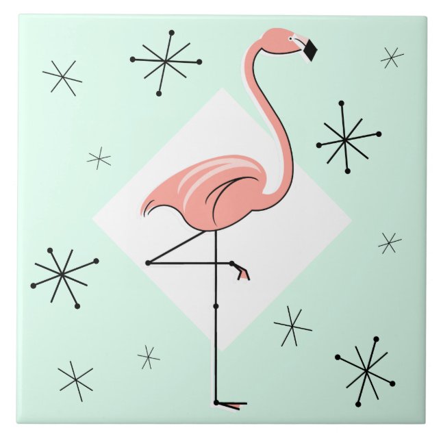Flamingo Aqua Diamond Stars tile (Front)
