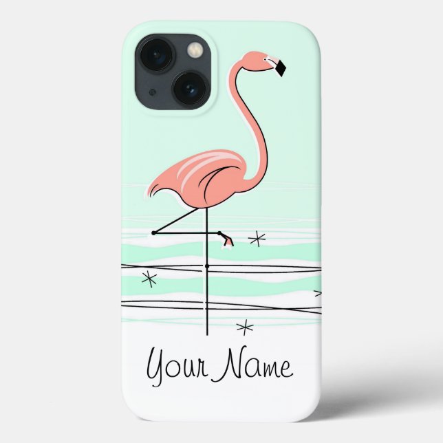 Flamingo Aqua 'Name' iPad case (Back)