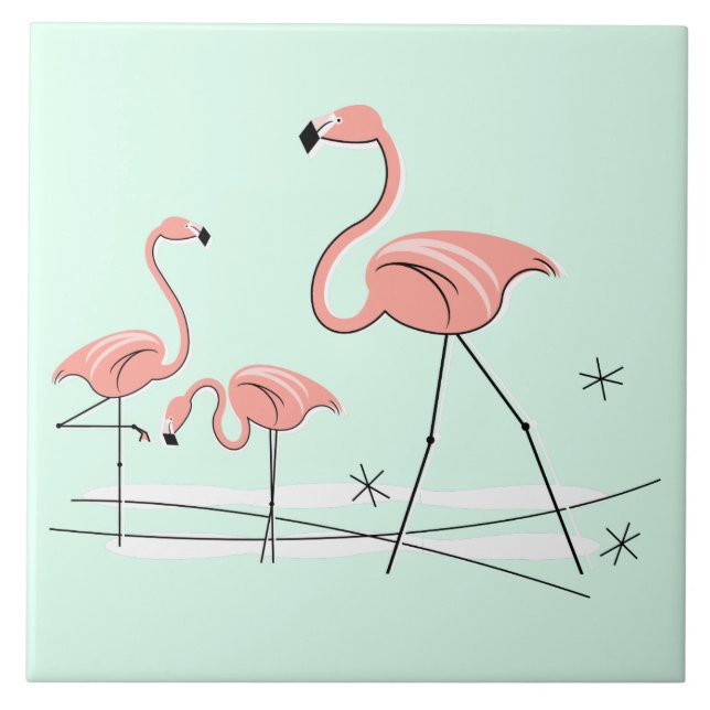 Flamingo Aqua Ocean Trio 2 flip tile (Front)