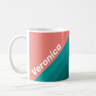 Flamingo Aqua Stripes with Name Coffee Mug
