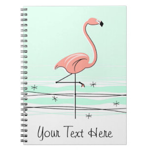 Flamingo Aqua Text notebook