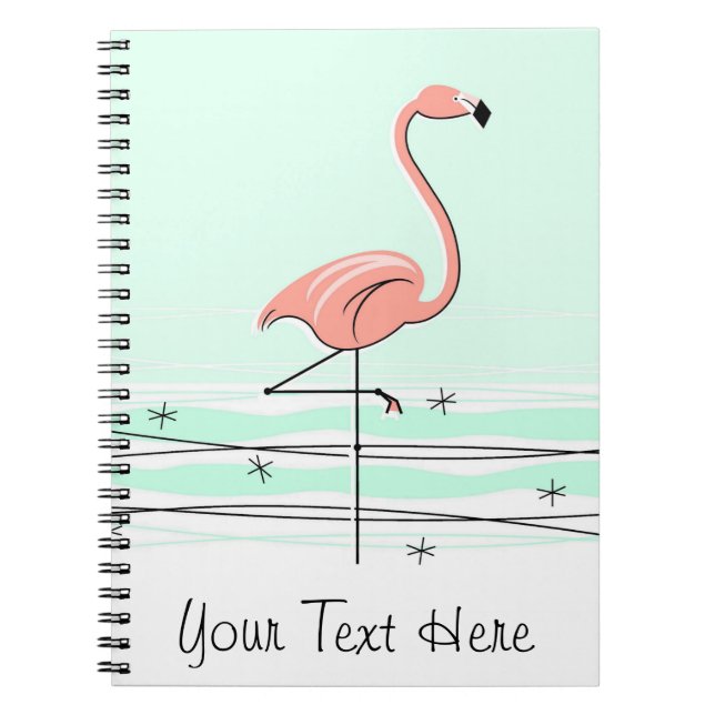 Flamingo Aqua Text notebook (Front)
