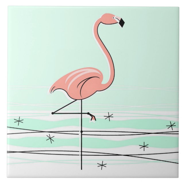 Flamingo Aqua tile (Front)