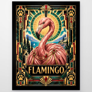 Flamingo, Art Deco Wildlife Postcard
