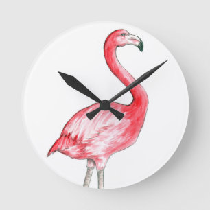 Flamingo Art Round Clock