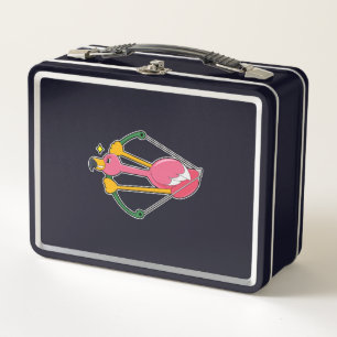Flamingo as Arrow with Bow Metal Lunch Box