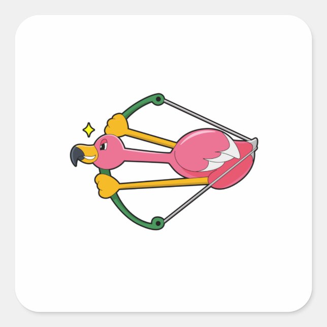 Flamingo as Arrow with Bow Square Sticker (Front)
