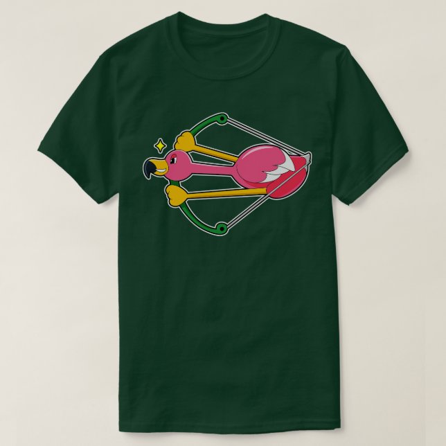 Flamingo as Arrow with Bow T-Shirt (Design Front)