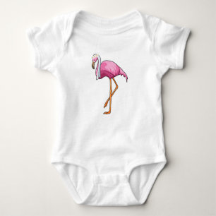Flamingo as Bride with Veil Baby Bodysuit