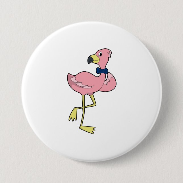 Flamingo as Gentleman with Tie 7.5 Cm Round Badge (Front)
