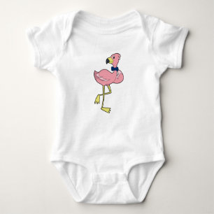 Flamingo as Gentleman with Tie Baby Bodysuit