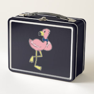 Flamingo as Gentleman with Tie Metal Lunch Box