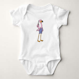 Flamingo as Hair stylist with Scissors Baby Bodysuit