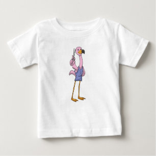 Flamingo as Hair stylist with Scissors Baby T-Shirt