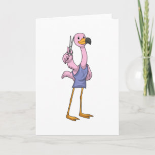 Flamingo as Hair stylist with Scissors Card