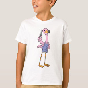 Flamingo as Hair stylist with Scissors T-Shirt