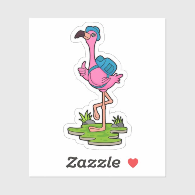 Flamingo as Hiker with Backpack (Sheet)