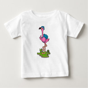 Flamingo as Hiker with Backpack Baby T-Shirt