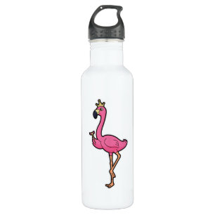 Flamingo as King with Crown & Staff 710 Ml Water Bottle