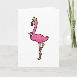 Flamingo as King with Crown & Staff Card