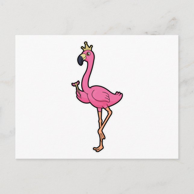 Flamingo as King with Crown & Staff Postcard (Front)