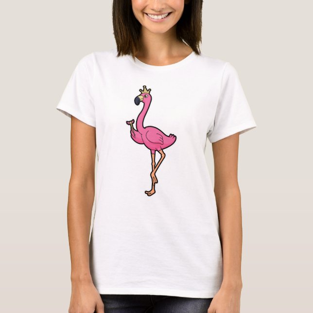 Flamingo as King with Crown & Staff T-Shirt (Front)