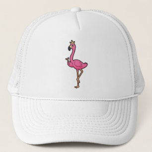 Flamingo as King with Crown & Staff Trucker Hat
