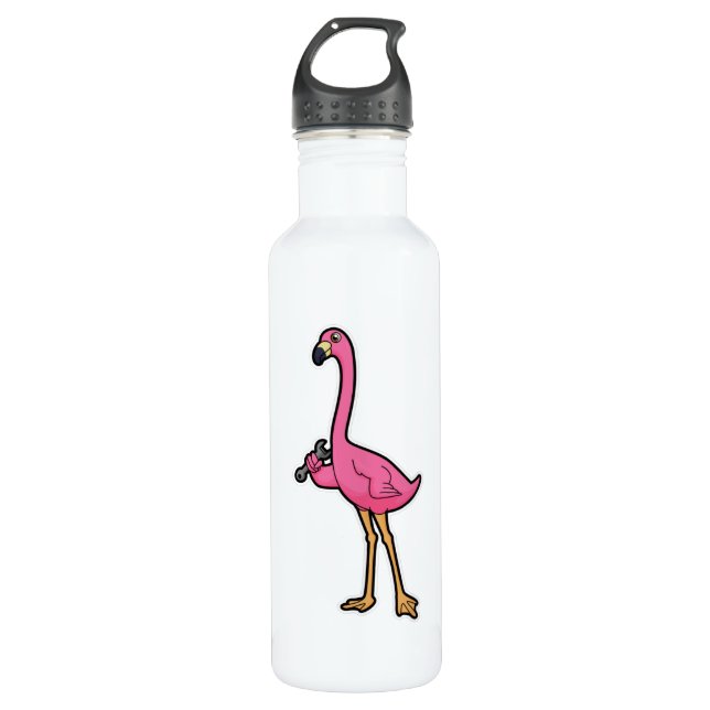 Flamingo as Mechanic with Wrench 710 Ml Water Bottle (Front)