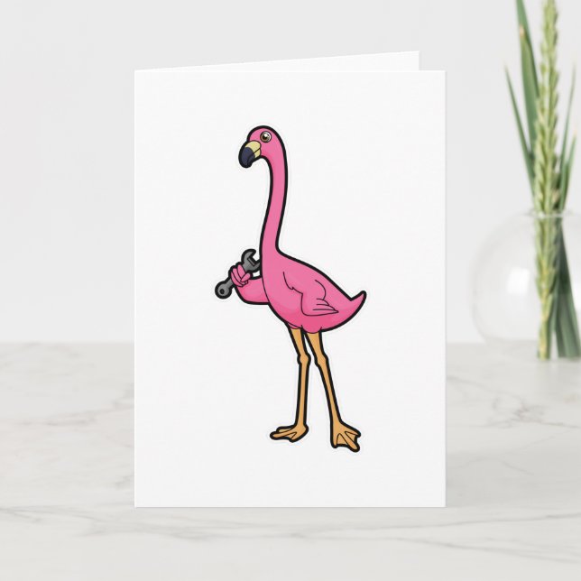 Flamingo as Mechanic with Wrench Card (Front)