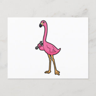 Flamingo as Mechanic with Wrench Postcard