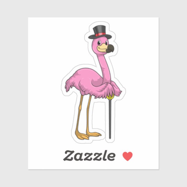 Flamingo as Pensioner with Walking stick (Sheet)