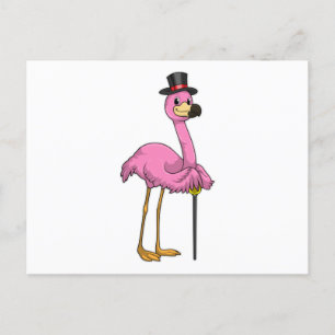 Flamingo as Pensioner with Walking stick Postcard
