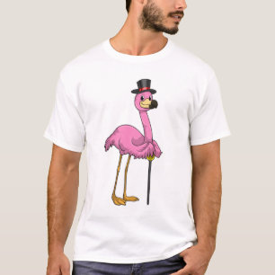 Flamingo as Pensioner with Walking stick T-Shirt