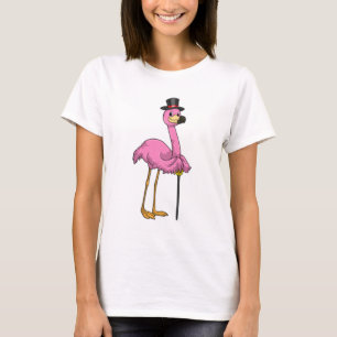 Flamingo as Pensioner with Walking stick T-Shirt