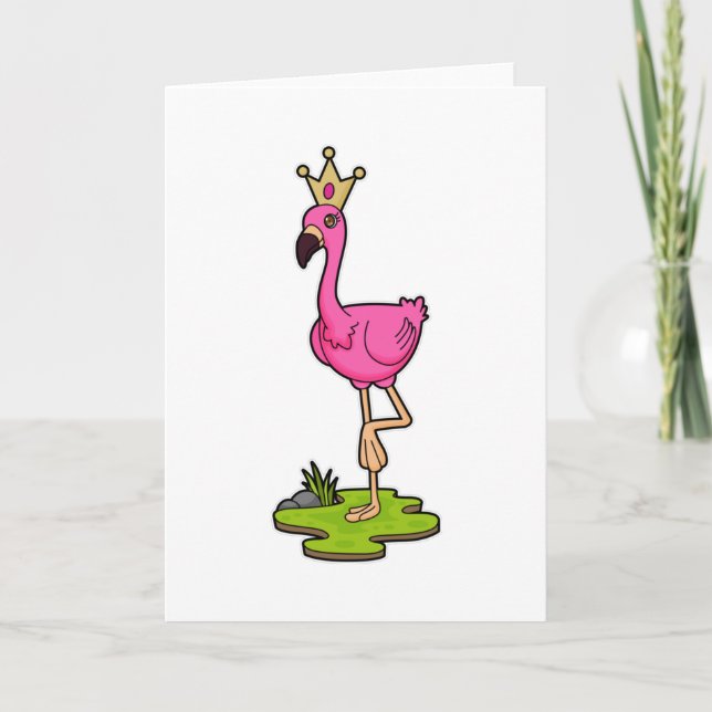 Flamingo as Princess with Crown Card (Front)