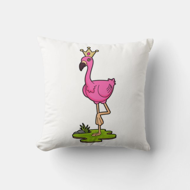 Flamingo as Princess with Crown Cushion (Front)