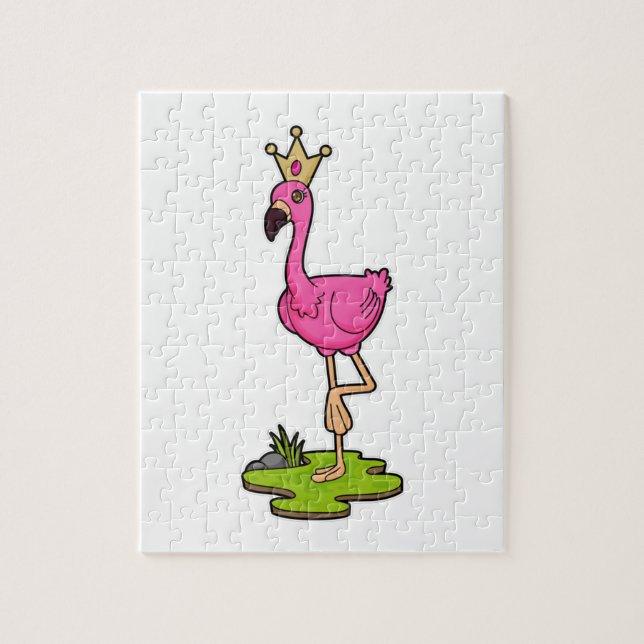 Flamingo as Princess with Crown Jigsaw Puzzle (Vertical)