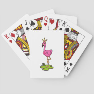 Flamingo as Princess with Crown Playing Cards