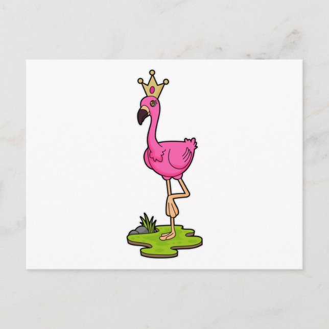 Flamingo as Princess with Crown Postcard (Front)