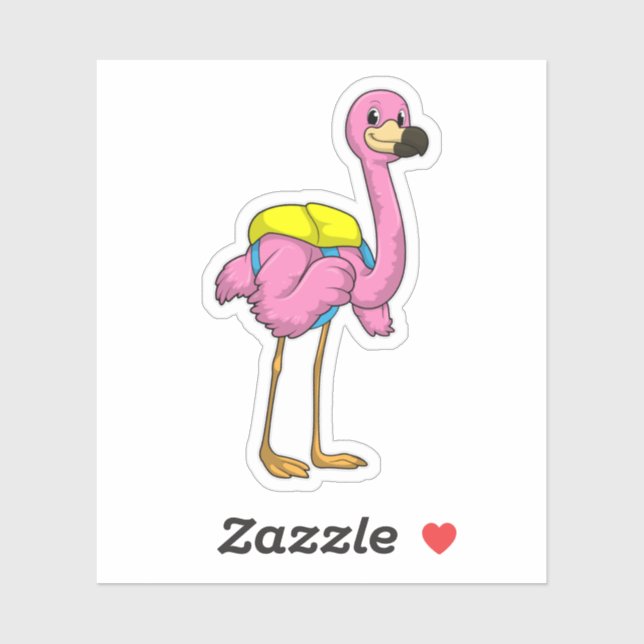 Flamingo as Pupils with School bag (Sheet)