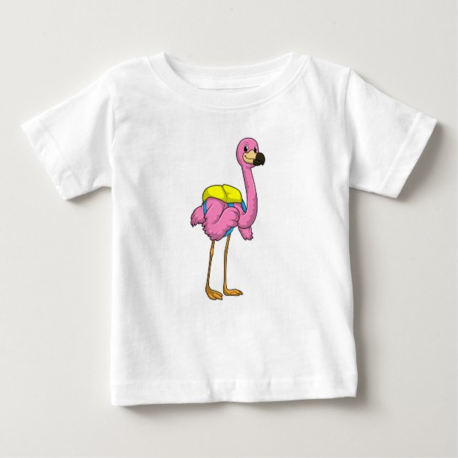 Flamingo as Pupils with School bag Baby T-Shirt (Front)