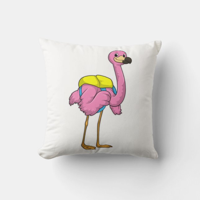 Flamingo as Pupils with School bag Cushion (Front)
