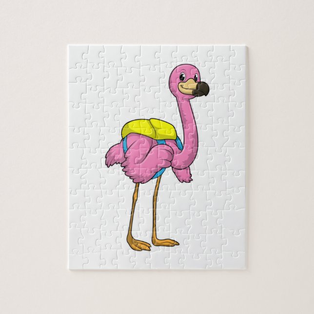 Flamingo as Pupils with School bag Jigsaw Puzzle (Vertical)