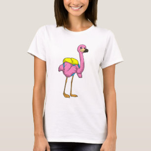 Flamingo as Pupils with School bag T-Shirt