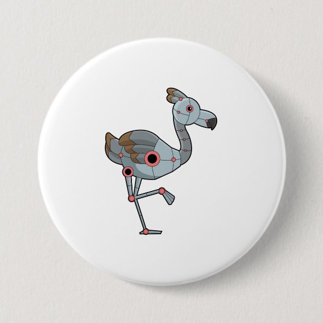 Flamingo as Robot 7.5 Cm Round Badge (Front)
