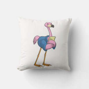 Flamingo as Secretary with Notepad Cushion
