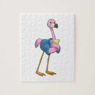 Flamingo as Secretary with Notepad Jigsaw Puzzle